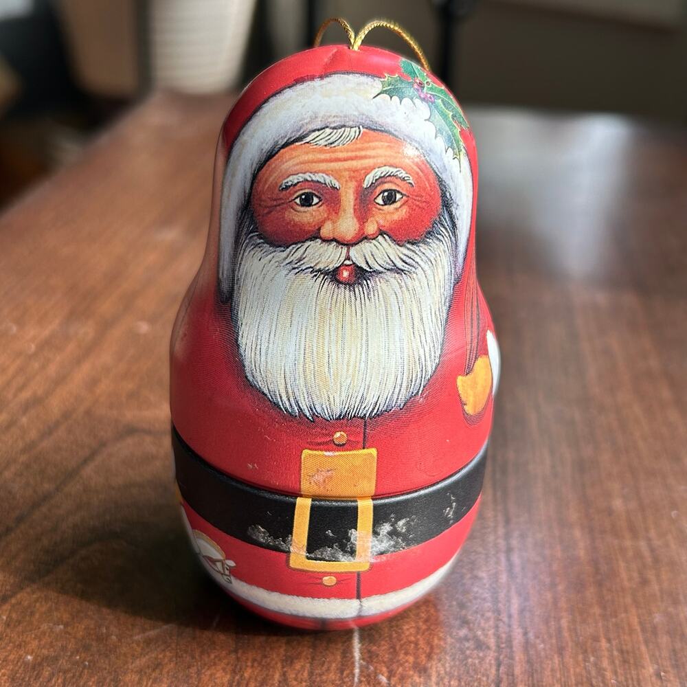 Vintage Santa tin gift box ornament hanging elite gift boxes